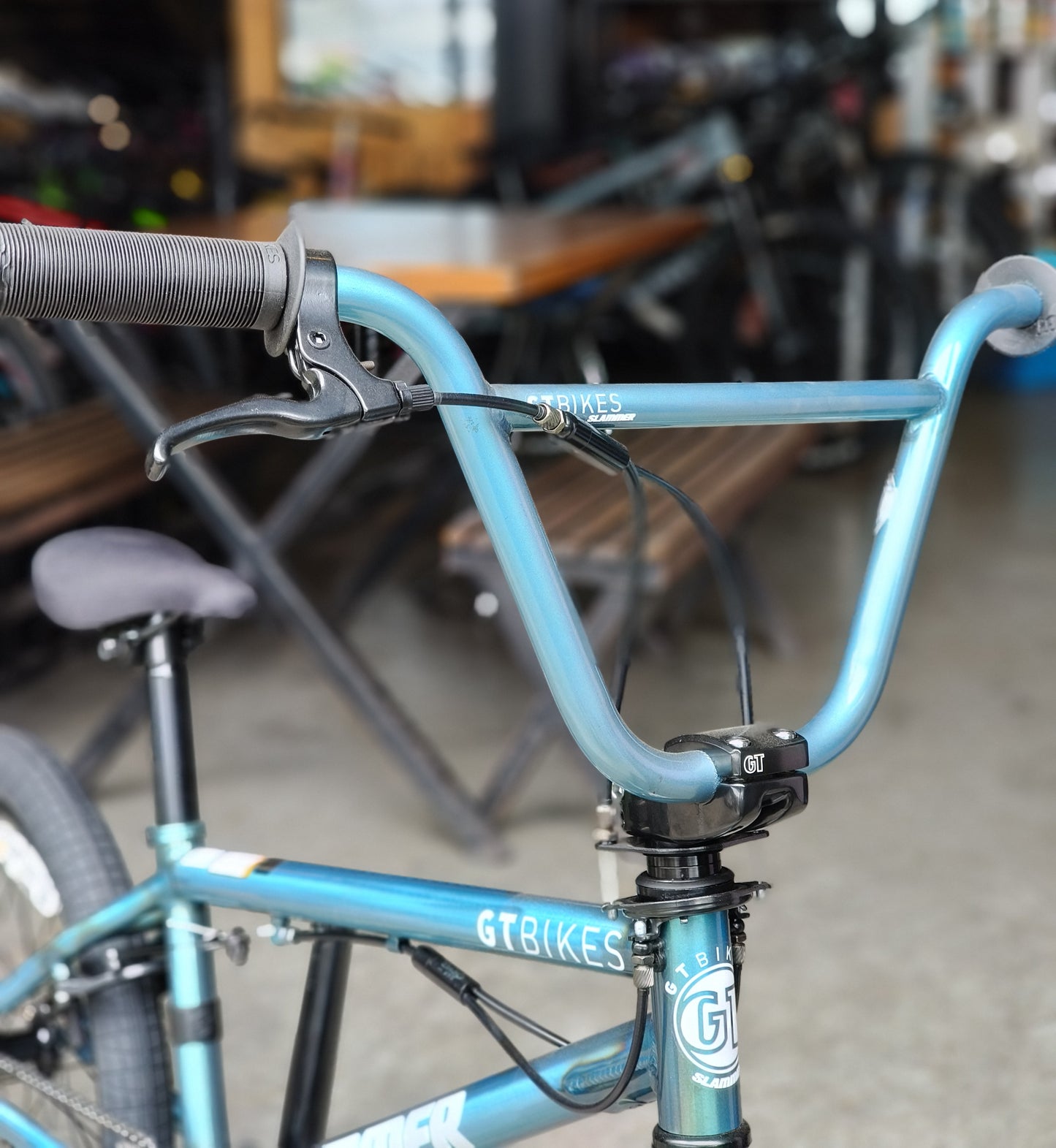 GT Bicycle Slammer BMX Bike Mint color Gyro Brake Setup