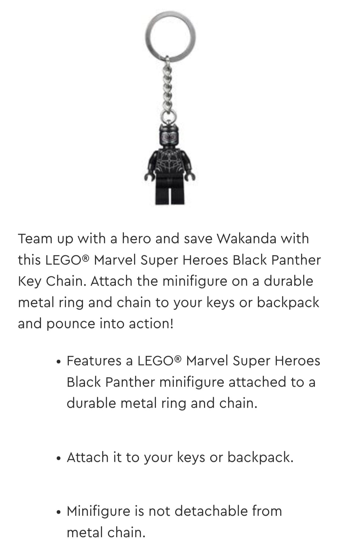 Lego Marvel Black Panther Key Chain 853771