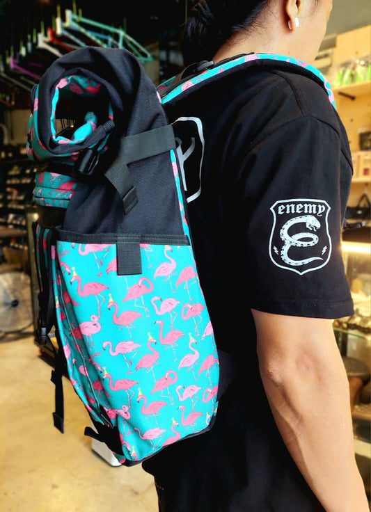 Backpack - Exonomad, Rolltop Flamingo Teal