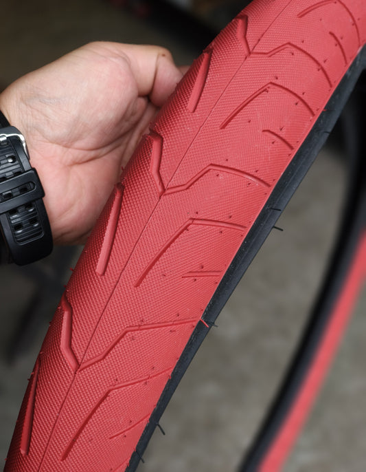 Kink BMX, Tire Sever 20 x 2.40, Red w/ Black walls (sold by pair)