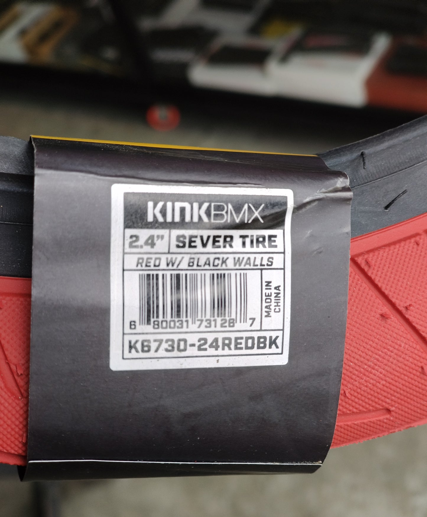 Kink BMX, Tire Sever 20 x 2.40, Red w/ Black walls (sold by pair)