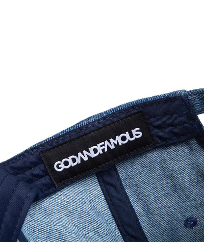 Godandfamous, Trash 6-Panel Hat, Denim Acidwash